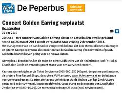 Golden Earring show announcement Zwolle - IJsselhallen De weekkrant newspaper 2010-12-30